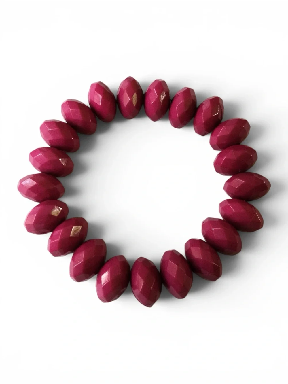 Vtg Magenta Acrylic Faceted Stretch Bracelet + Ornate Gold‑Tone Clip‑On Earrings - Picture 4 of 10